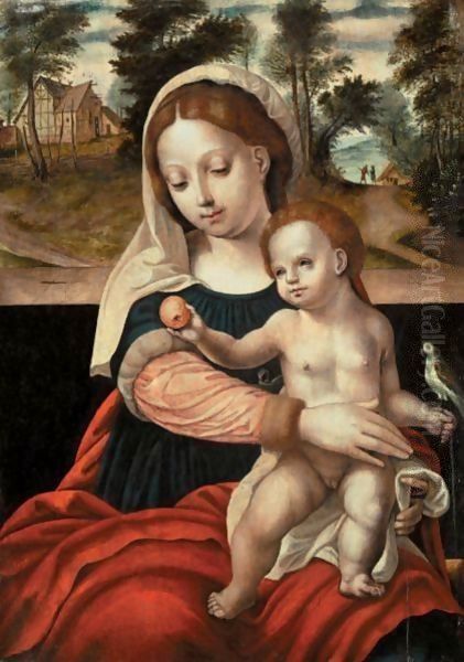 The Virgin And Child With A Parrot Oil Painting by Unknown Painter