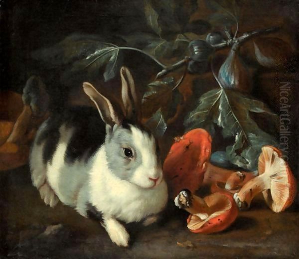 A Forest Floor With A Rabbit And Mushrooms Oil Painting by Franz Werner von Tamm