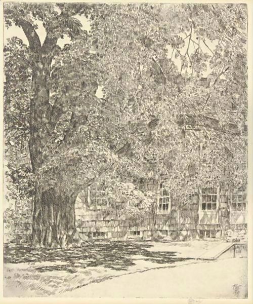 Old Mulford House Oil Painting by Frederick Childe Hassam