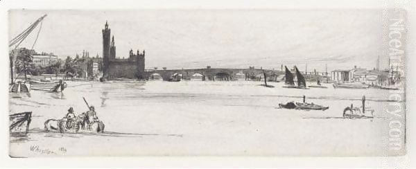 Old Westminster Bridge Oil Painting by James Abbott McNeill Whistler