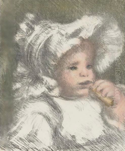 Enfant Au Biscuit Oil Painting by Pierre Auguste Renoir