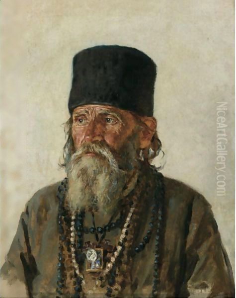 Russian Hermit Of The Grotto On The Jordan Oil Painting by Vasili Vasilyevich Vereshchagin