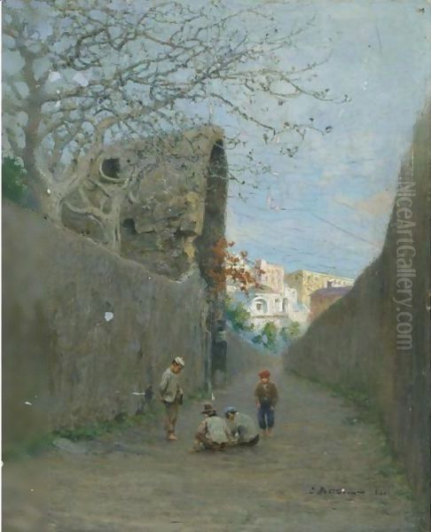 Ruelle A Torre Del Greco, Naples, 1892-1893 Oil Painting by Ivan Pavlovich Pokhitonov