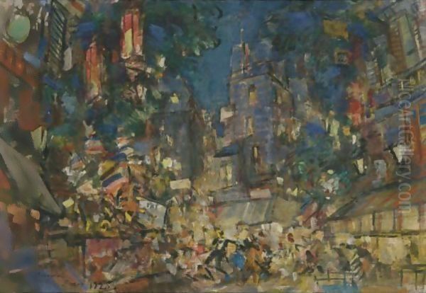 Paris At Night 4 Oil Painting by Konstantin Alexeievitch Korovin