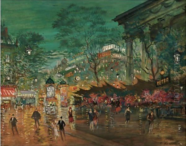 Place De La Madeleine, Paris Oil Painting by Konstantin Alexeievitch Korovin