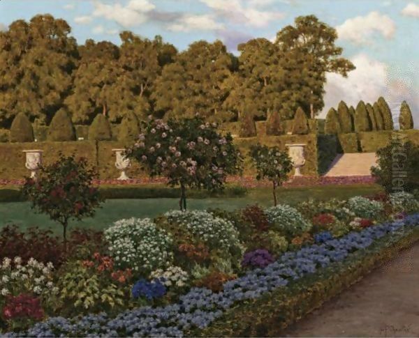 Springtime In The Garden Oil Painting by Ivan Fedorovich Choultse