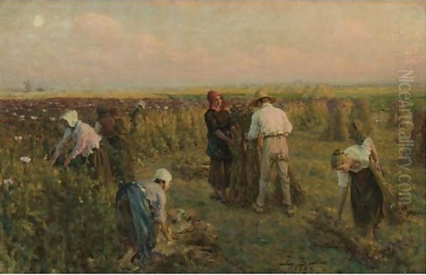 Harvesting The Oil Poppies Oil Painting by Jules Breton