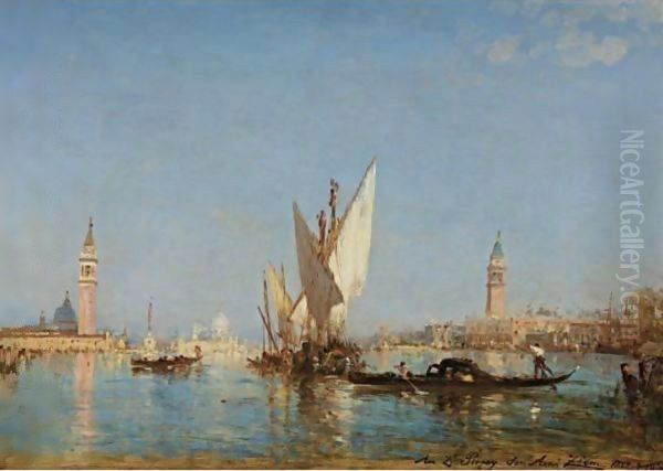 Entrance To The Grand Canal Oil Painting by Felix Ziem