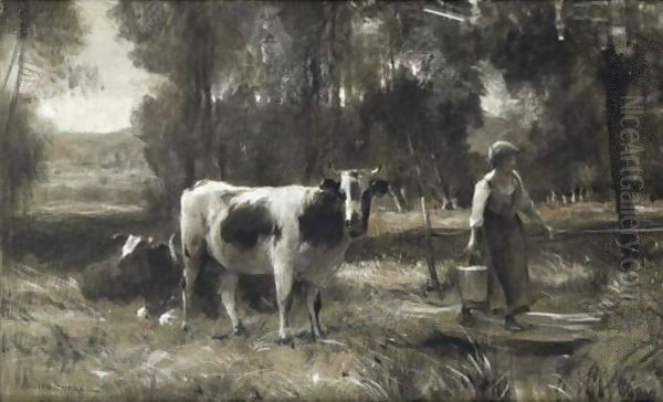 The Cow Girl Oil Painting by Julien Dupre