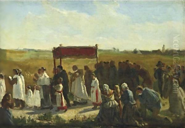 Study For The Blessing Of The Wheat In Artois Oil Painting by Jules Breton