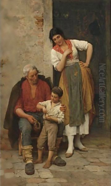 Grandfather's Pipe Oil Painting by Eugene de Blaas