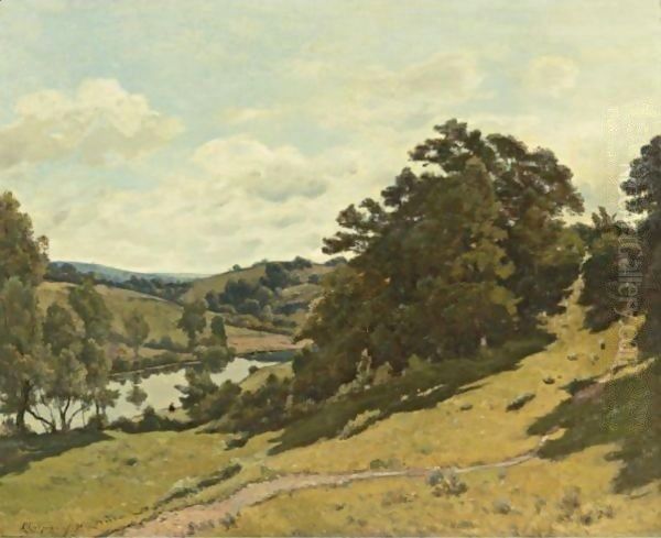 Paysage A Flanc De Coteau Au Bord D'Une Riviere Oil Painting by Henri-Joseph Harpignies