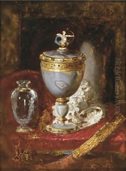 Still Life Precious Objects Oil Painting by Blaise Alexandre Desgoffe