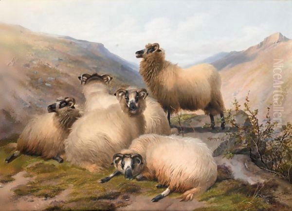 The Highland Flock 2 Oil Painting by Thomas Sidney Cooper