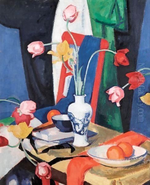 Still Life With Tulips Oil Painting by Samuel John Peploe