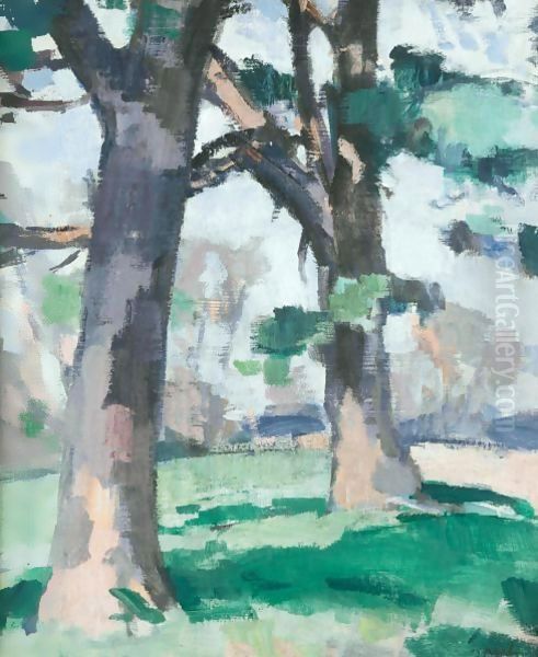 Trees At New Abbey Oil Painting by Samuel John Peploe