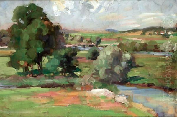 The Clyde At Dalserf Oil Painting by Francis Campbell Boileau Cadell