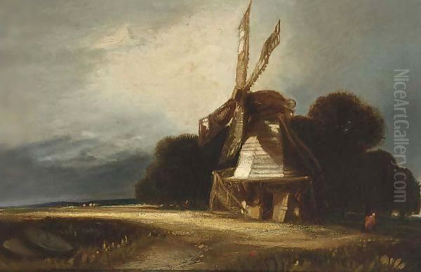 Le Moulin Pres Saint Gervais' Oil Painting by Georges Michel