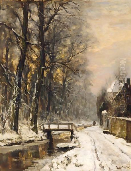 A View Of The Haagse Bos In Winter Time Oil Painting by Louis Apol