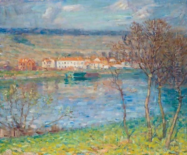 View Of The Seine At Bougival, Spring Oil Painting by John Peter Russell