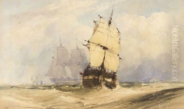 A Fishing Cutter Oil Painting by John Callow