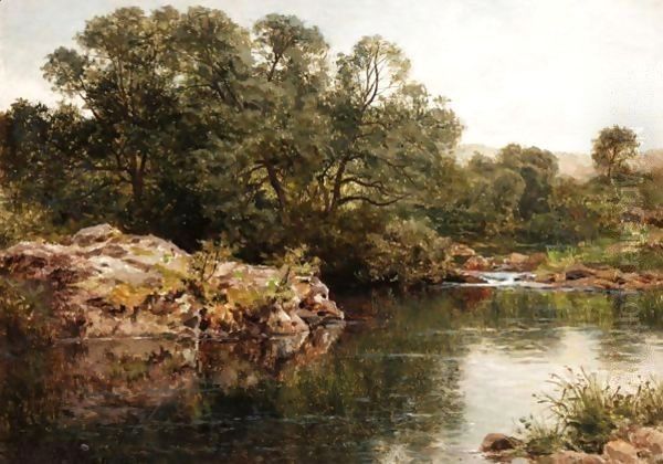 A River Bank Oil Painting by Benjamin Williams Leader