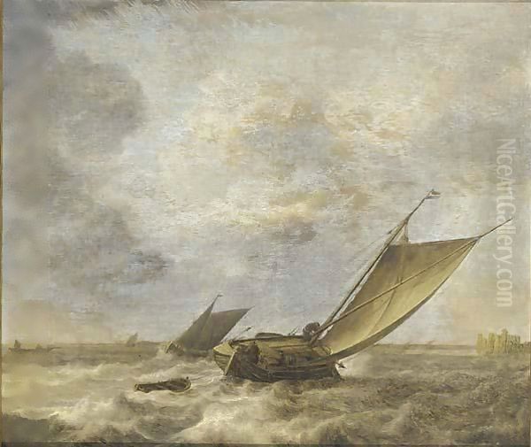 Shipping In A Stiff Breeze Oil Painting by Jan Porcellis