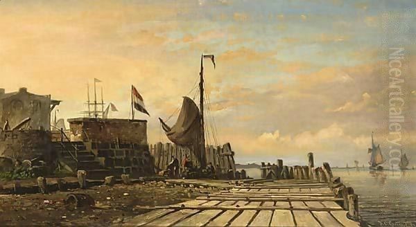 Unloading The Catch Oil Painting by Johan Conrad Greive