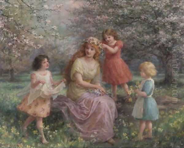 Spring Idyll Oil Painting by Jennie Augusta Brownscombe