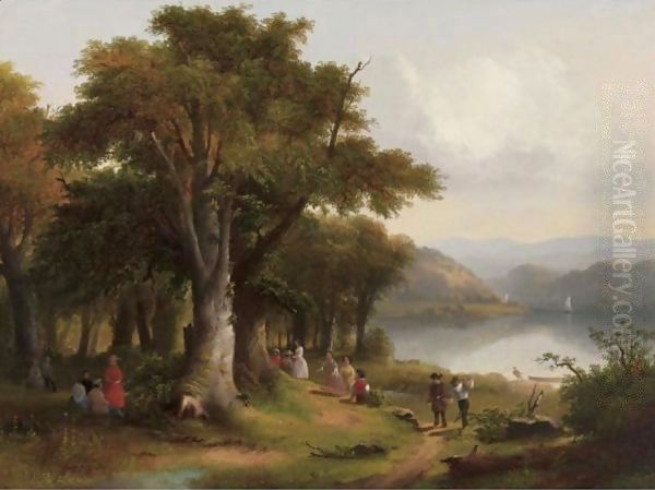 Picnic On The Hudson Oil Painting by James McDougal Hart