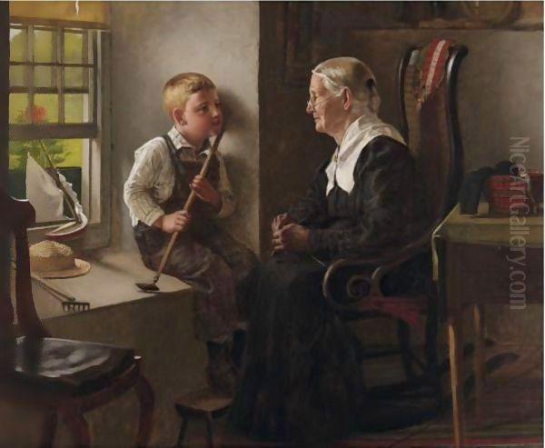 Telling Stories To Grandma Oil Painting by John George Brown