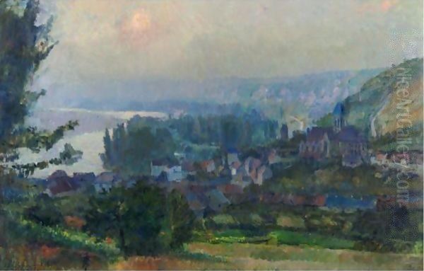 Vue De Vetheuil (Soleil Couchant) Oil Painting by Albert Lebourg