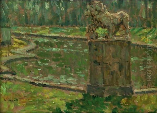 Le Bassin Dans Le Parc De Saint Cloud Oil Painting by Henri Eugene Augustin Le Sidaner