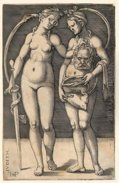 Judith And Her Servant Standing Oil Painting by Hans Sebald Beham