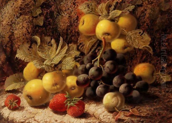 Still Life With Grapes And Strawberries Oil Painting by George Clare