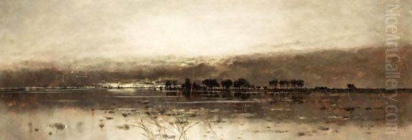 A Flooded Landscape Oil Painting by Karl Heffner