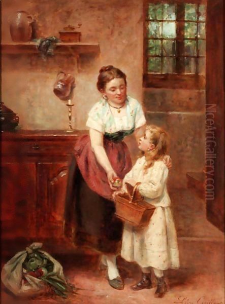 Going To School Oil Painting by Leon Caille