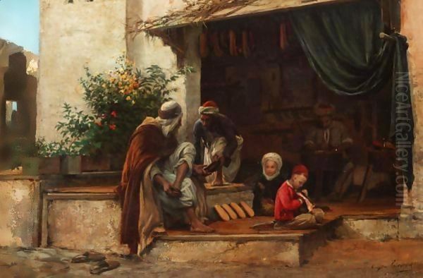 Shoes For Sale Oil Painting by Eugene-Alexis Girardet