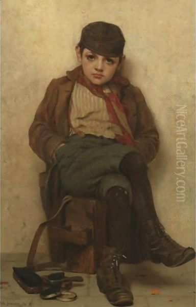 Shoeshine Boy 2 Oil Painting by John George Brown