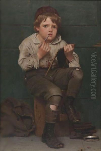 Stuck Oil Painting by John George Brown