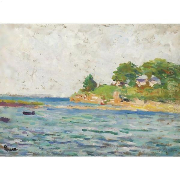 Bord De Mer A Kermouster Oil Painting by Maximilien Luce