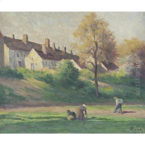 Village De Saint-Ay Oil Painting by Maximilien Luce