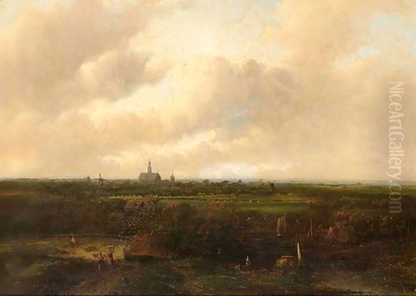 A Panoramic View Of Haarlem Oil Painting by Jan Evert Morel