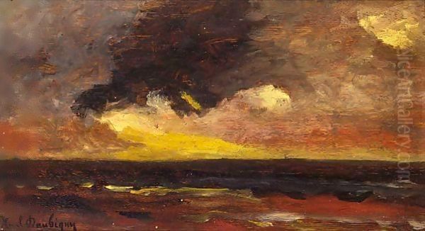 Landscape At Dusk Oil Painting by Karl Pierre Daubigny