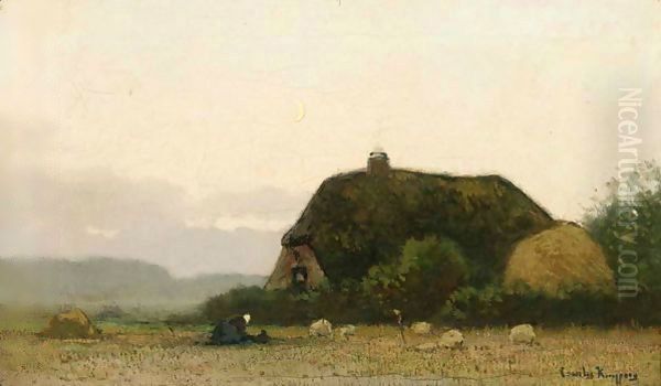 A Peasant Woman Near A Farm Oil Painting by Cornelis Kuypers