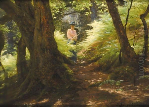 The Forest Path Oil Painting by Joseph Farquharson