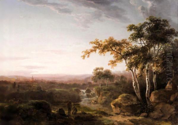 Landscape With Figures At Landscape Oil Painting by Abraham Pether