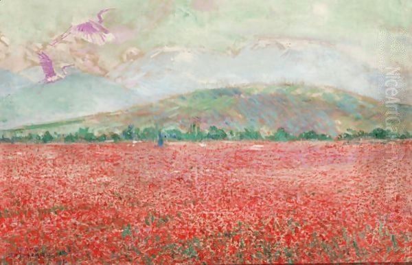 Paysage Au Coquelicots Oil Painting by Franz Bernard Gailliard