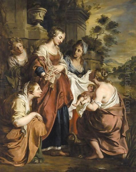 The Finding Of Moses Oil Painting by Pieter Jozef Verhaghen