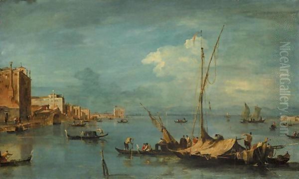 Venice, A View Of The Lagoon With The Fondamenta Nuove Looking Towards The Casino Degli Spiriti Oil Painting by Francesco Guardi